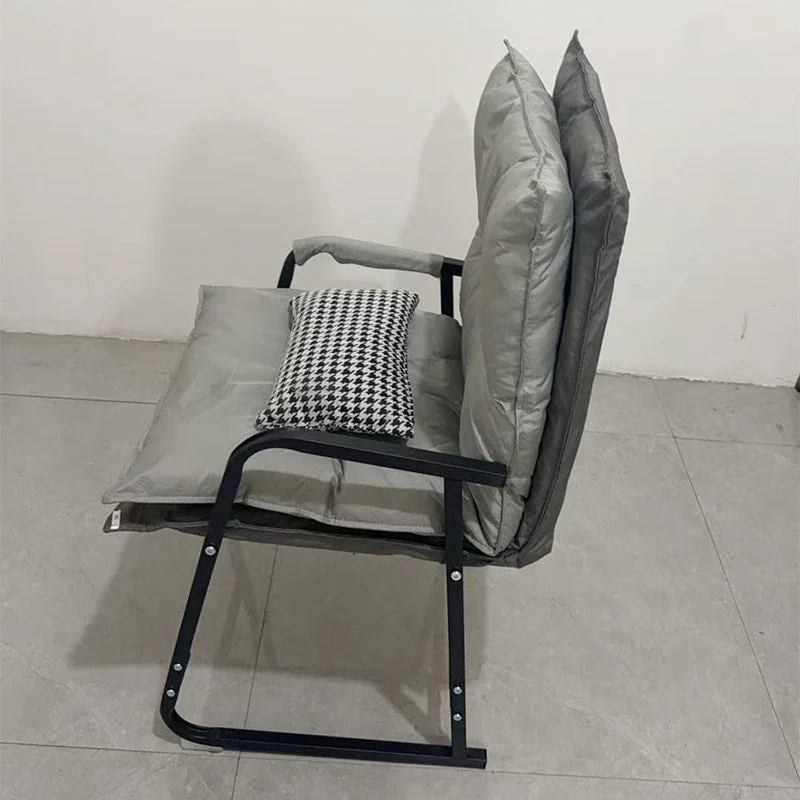 Modern Minimalist Synthetic Fabric Metal Trapezoid Desk Chair With Backrest Armrest For Home Office