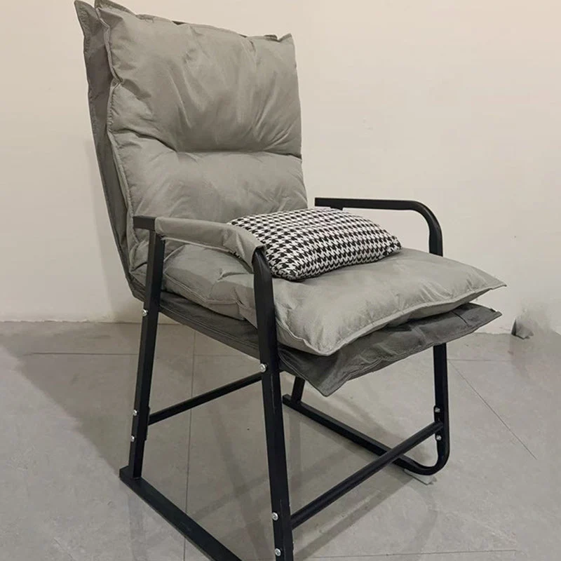 Modern Minimalist Synthetic Fabric Metal Trapezoid Desk Chair With Backrest Armrest For Home Office