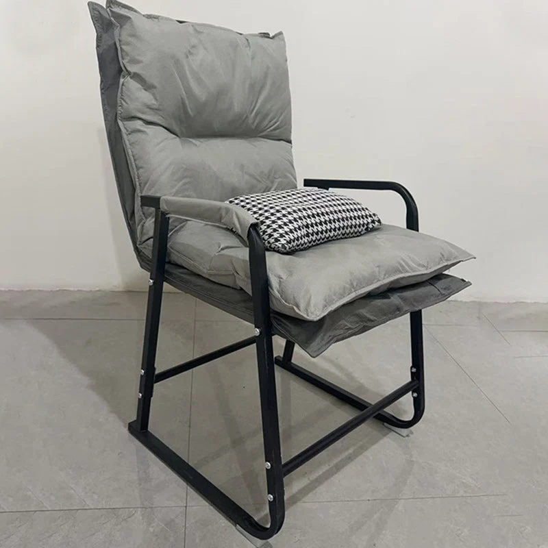 Modern Minimalist Synthetic Fabric Metal Trapezoid Desk Chair With Backrest Armrest For Home Office