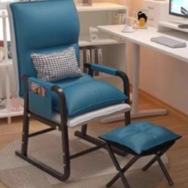 Modern Minimalist Synthetic Fabric Metal Trapezoid Desk Chair With Backrest Armrest For Home Office