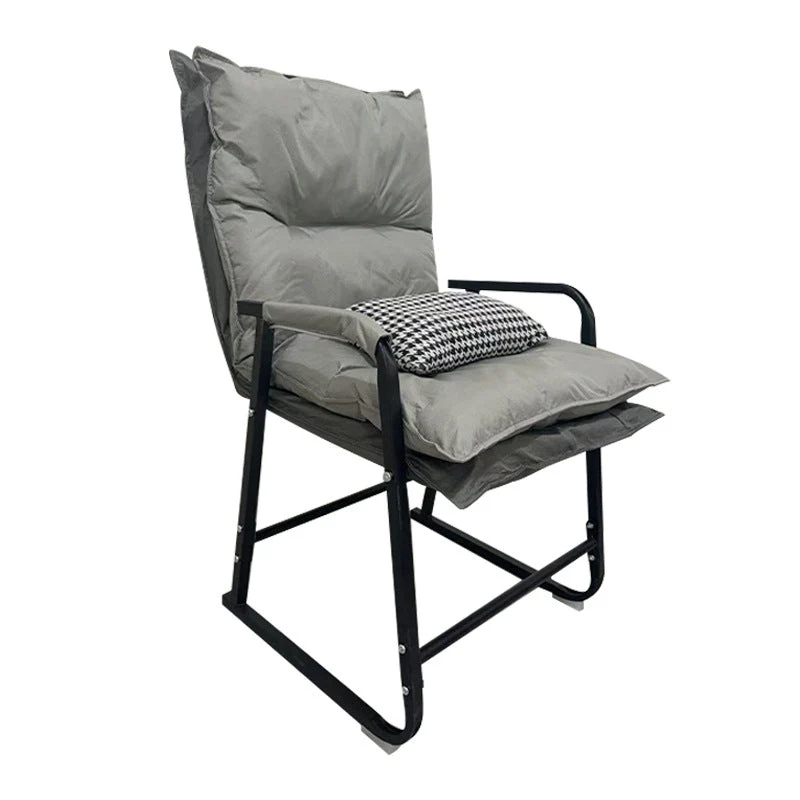 Modern Minimalist Synthetic Fabric Metal Trapezoid Desk Chair With Backrest Armrest For Home Office