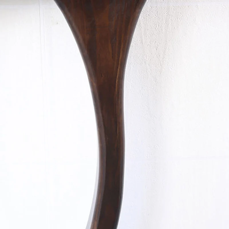 Traditional Chinese Pinewood Semi-Oval Console Side Table 1-Tier For Living Room