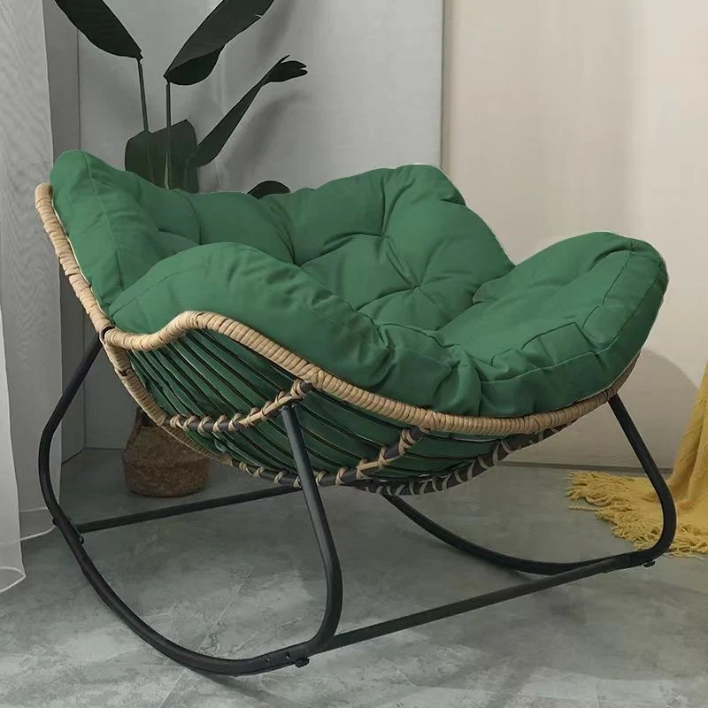 Contemporary Scandinavian Cotton Linen Rattan Carbon Steel Curved Grid Accent Chair With Backrest For Living Room