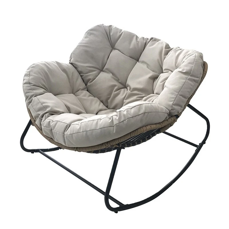 Contemporary Scandinavian Cotton Linen Rattan Carbon Steel Curved Grid Accent Chair With Backrest For Living Room
