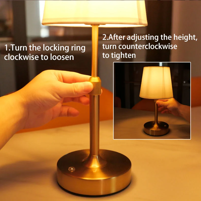 Modern Minimalist Liftable Cylindrical Metal Fabric 1-Light Table Lamp for Bedroom