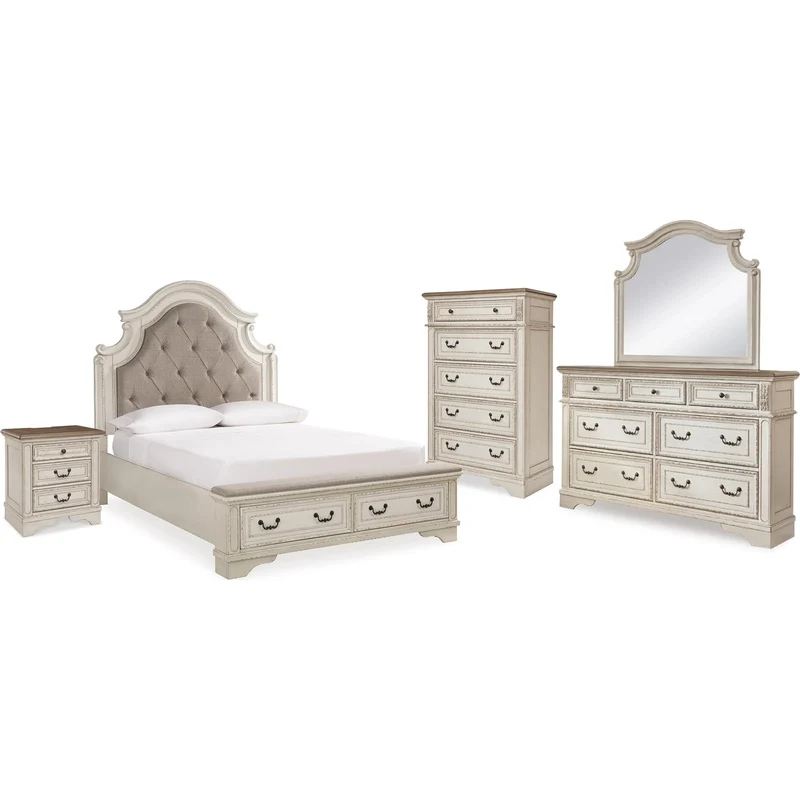 Signature Design by Ashley Realyn B743B30 7 pc Queen Upholstered Panel Bedroom Set