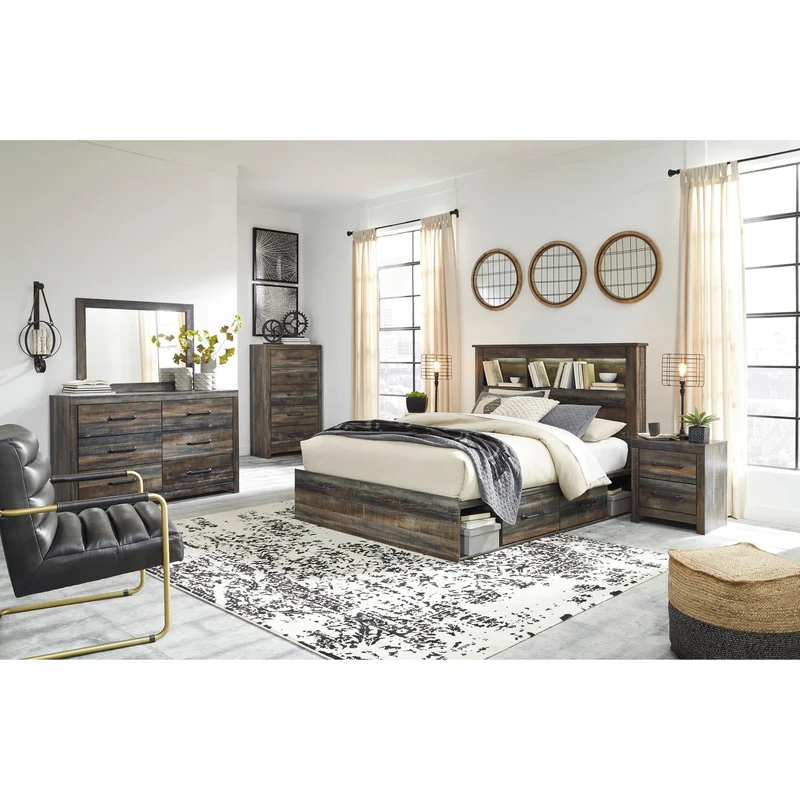 Signature Design by Ashley Drystan B211B77 8 pc Queen Bookcase Bedroom Set