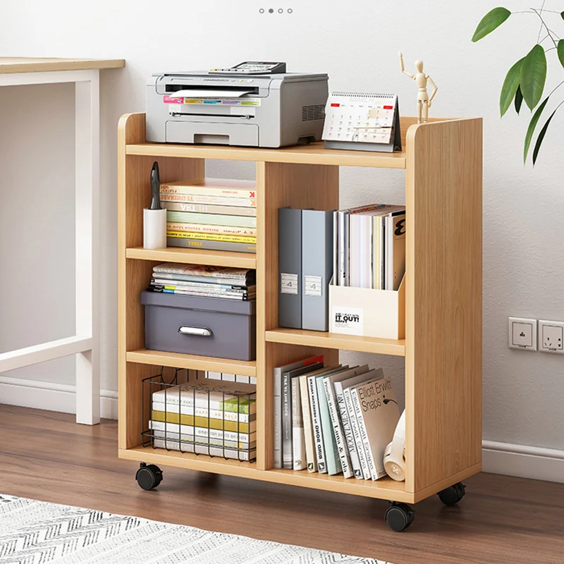 Modern Minimalist Rectangular MDF Plastic Movable Bookshelves 5-Cabinet For Study