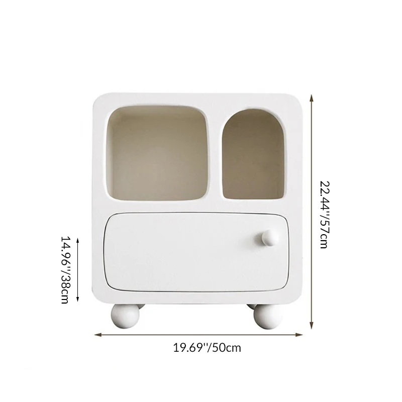 Contemporary Nordic Square Skeleton MDF & Particle Board Nightstand 1-Drawer For Bedroom