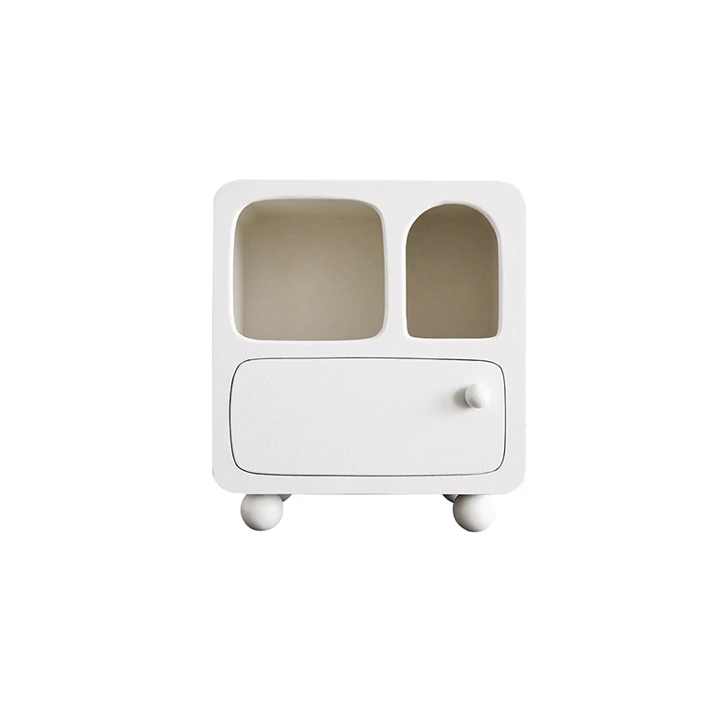Contemporary Nordic Square Skeleton MDF & Particle Board Nightstand 1-Drawer For Bedroom