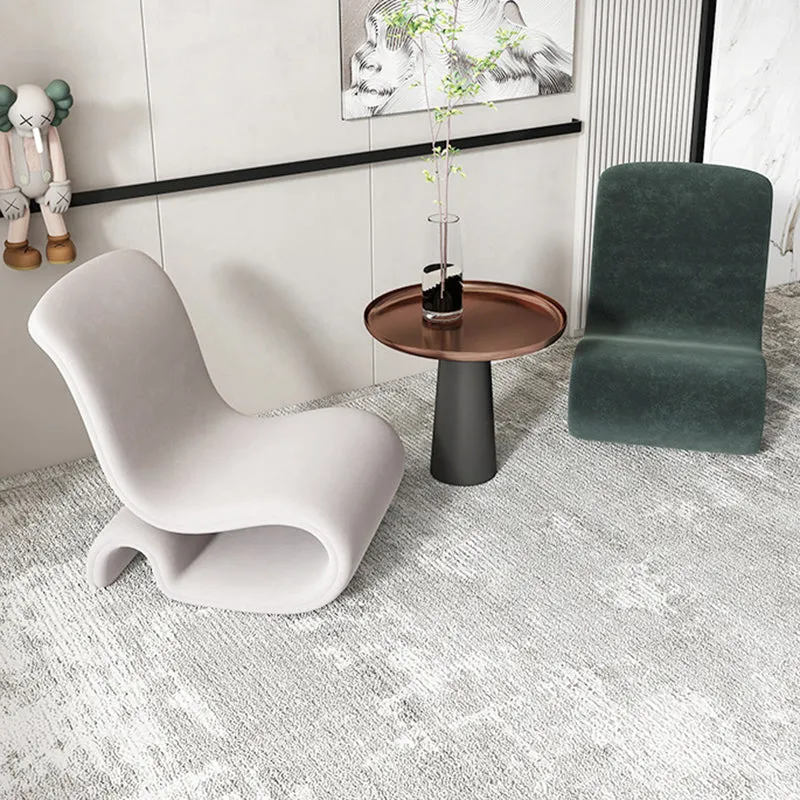 Contemporary Creative S-Shape Iron Velvet Sponge Accent Chair Backrest Armless For Living Room