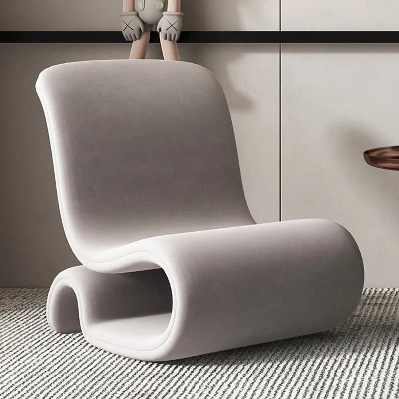 Contemporary Creative S-Shape Iron Velvet Sponge Accent Chair Backrest Armless For Living Room