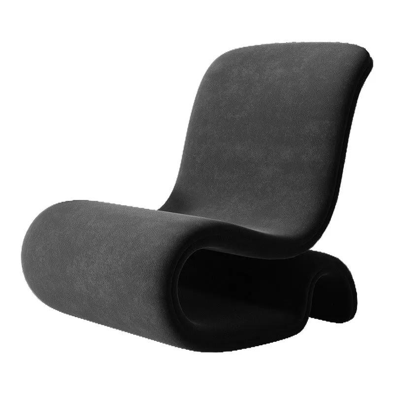 Contemporary Creative S-Shape Iron Velvet Sponge Accent Chair Backrest Armless For Living Room