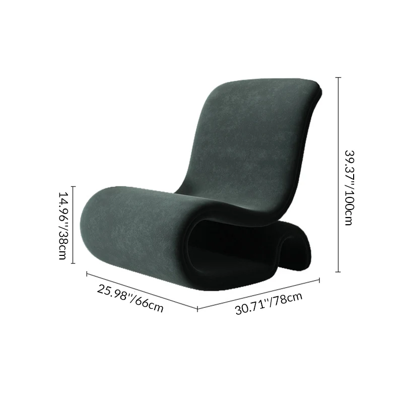 Contemporary Creative S-Shape Iron Velvet Sponge Accent Chair Backrest Armless For Living Room