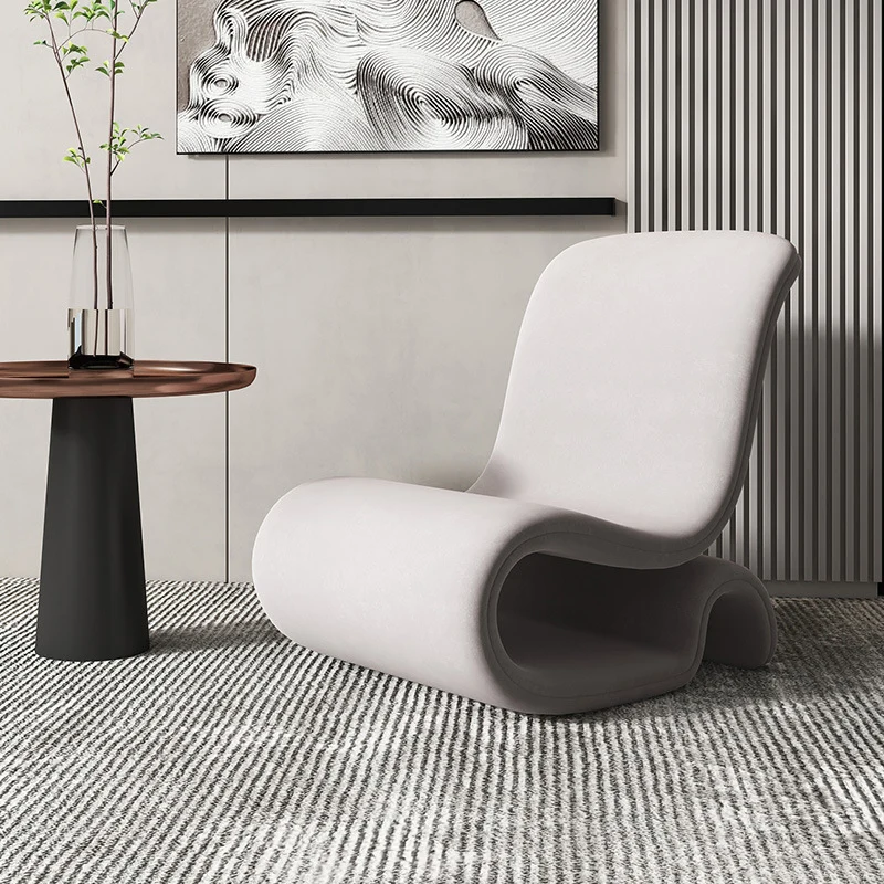 Contemporary Creative S-Shape Iron Velvet Sponge Accent Chair Backrest Armless For Living Room