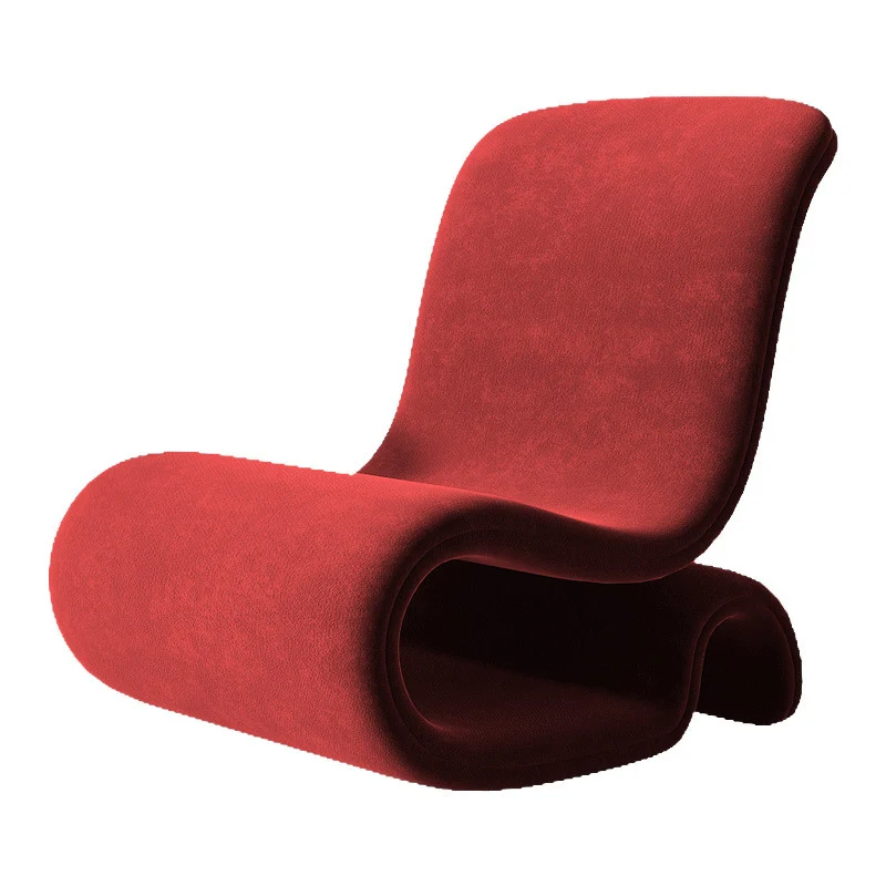 Contemporary Creative S-Shape Iron Velvet Sponge Accent Chair Backrest Armless For Living Room