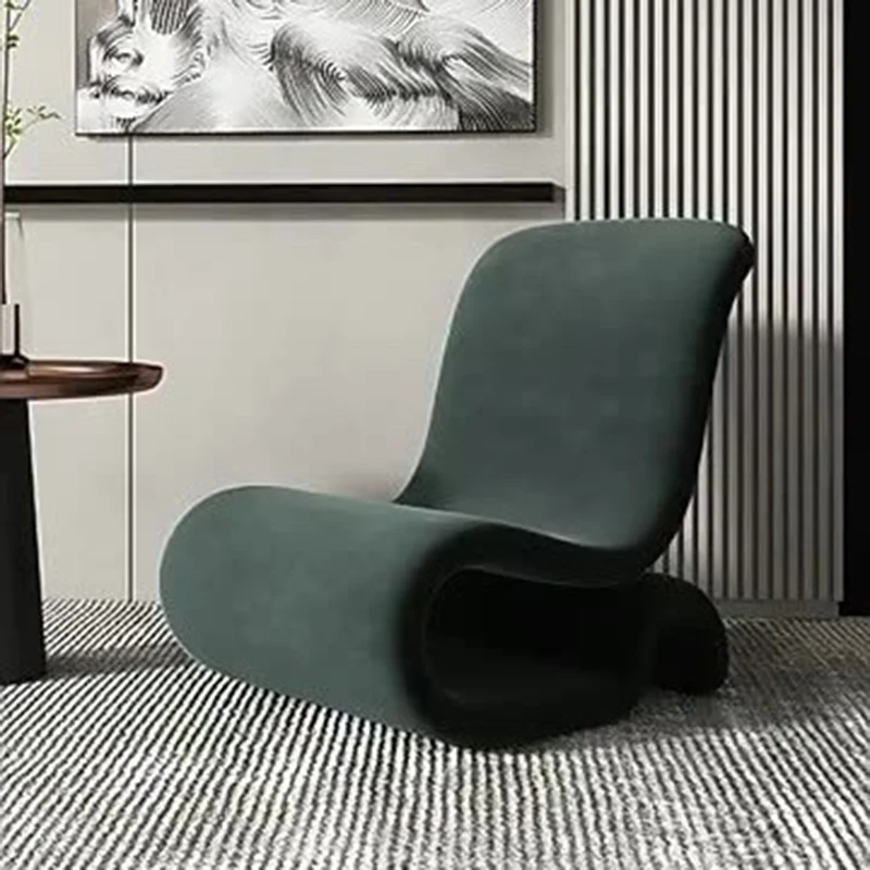 Contemporary Creative S-Shape Iron Velvet Sponge Accent Chair Backrest Armless For Living Room