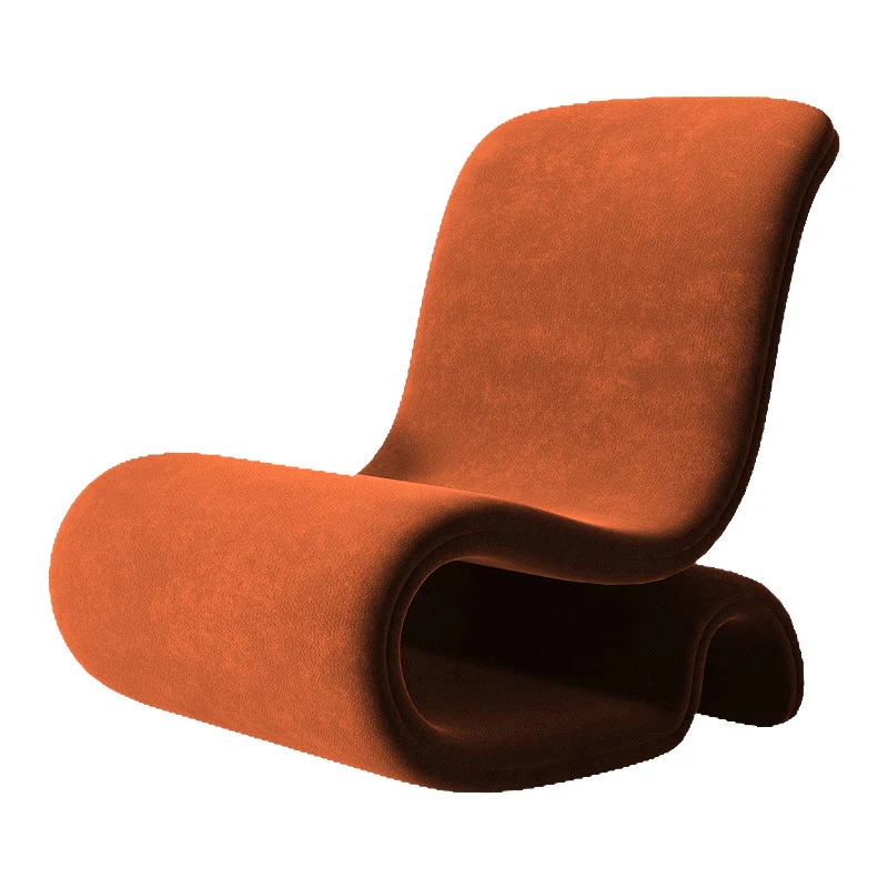 Contemporary Creative S-Shape Iron Velvet Sponge Accent Chair Backrest Armless For Living Room