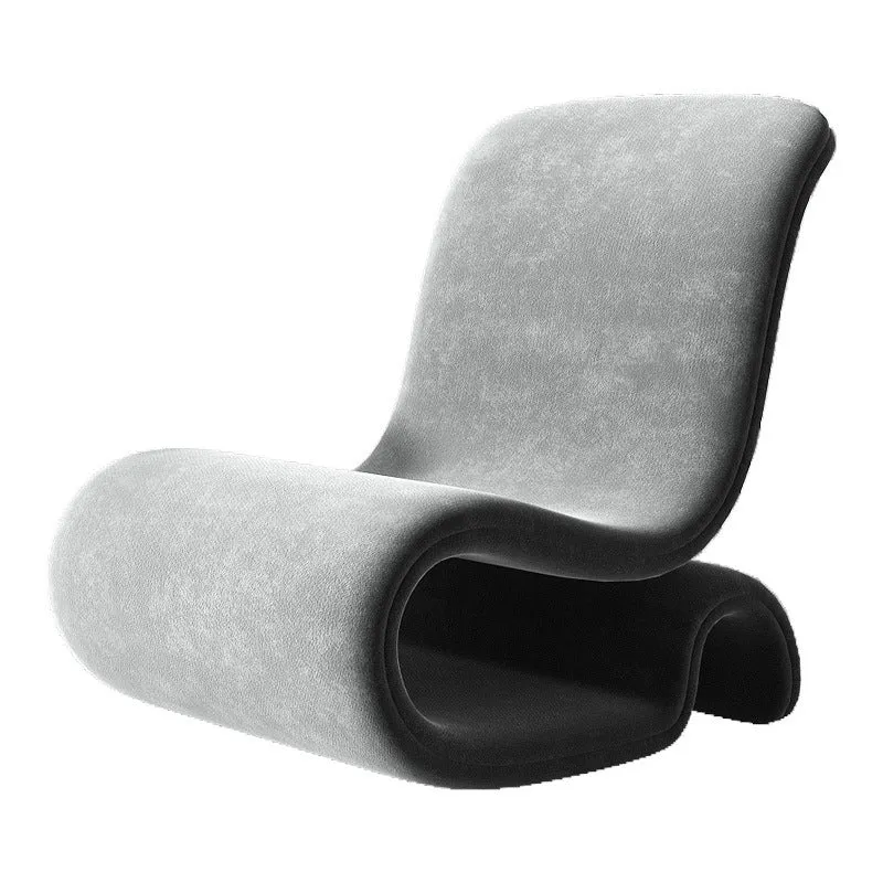Contemporary Creative S-Shape Iron Velvet Sponge Accent Chair Backrest Armless For Living Room