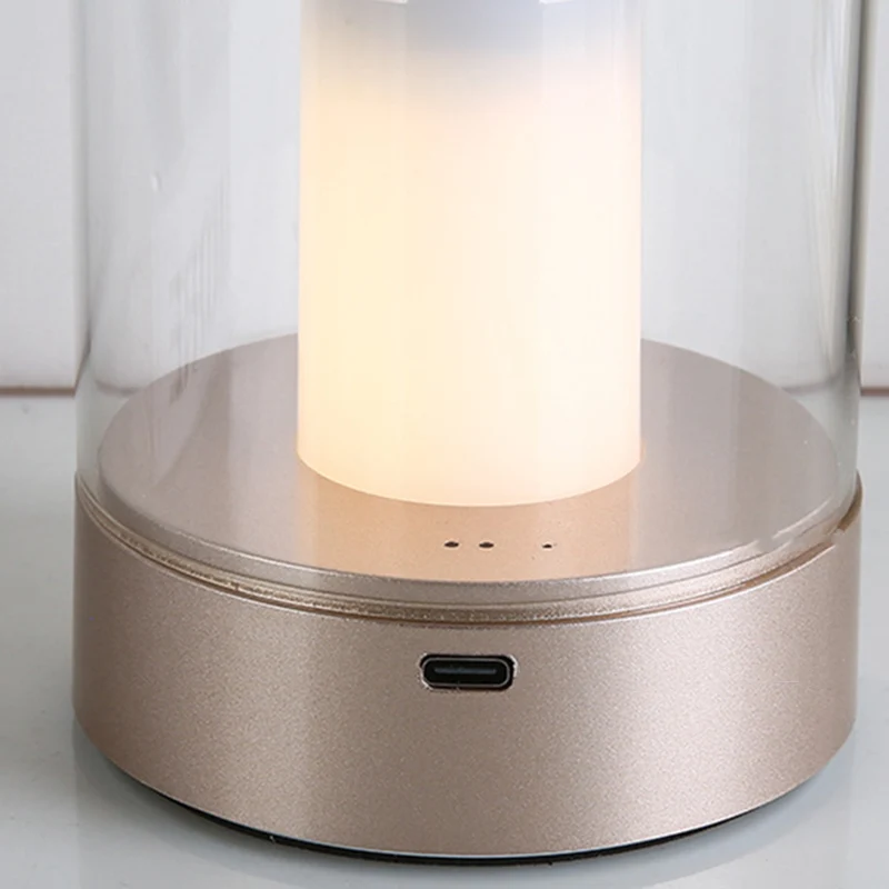 Modern Art Deco Candle Glass PVC Infrared Sensing Portable USB LED Night Light Table Lamp For Bedroom