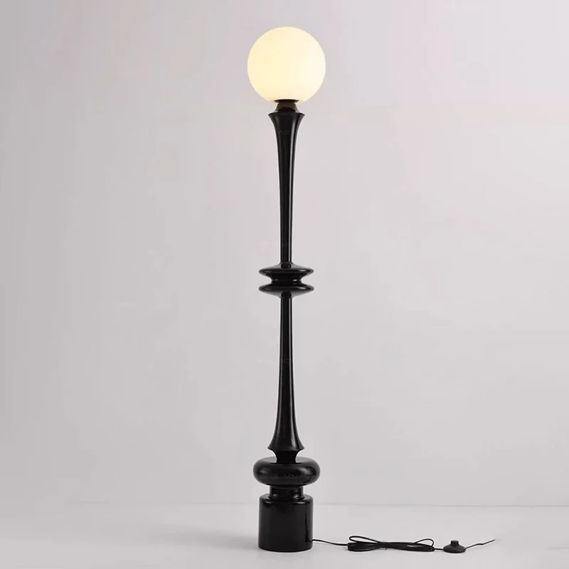 Modern Minimalist Round Resin Acrylic 1-Light Standing Floor Lamp For Living Room