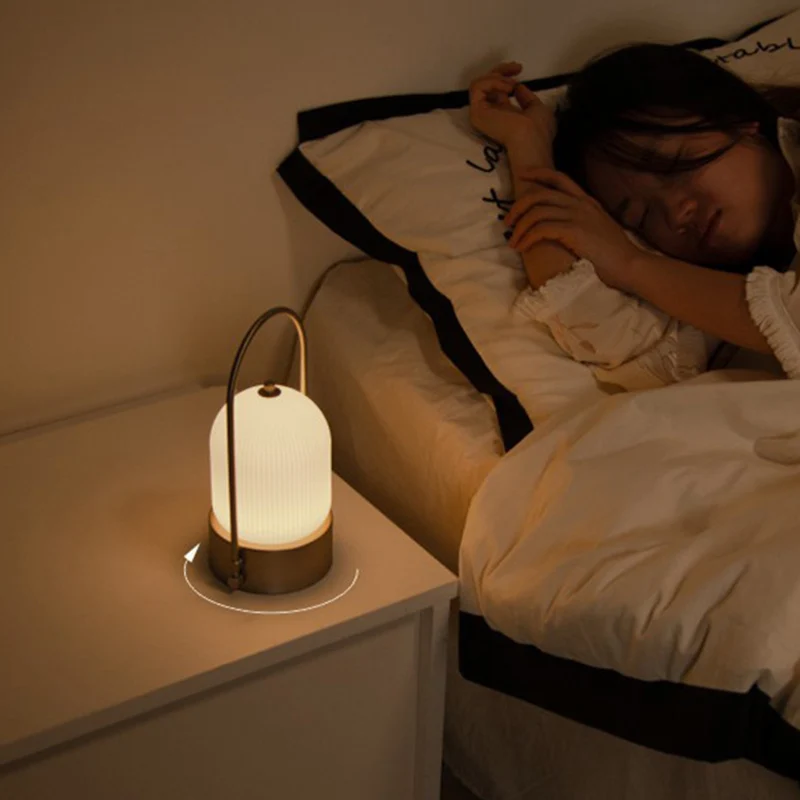 Modern Minimalist Oval Metal Iron Glass Inductive Portable USB LED Table Lamp For Bedroom