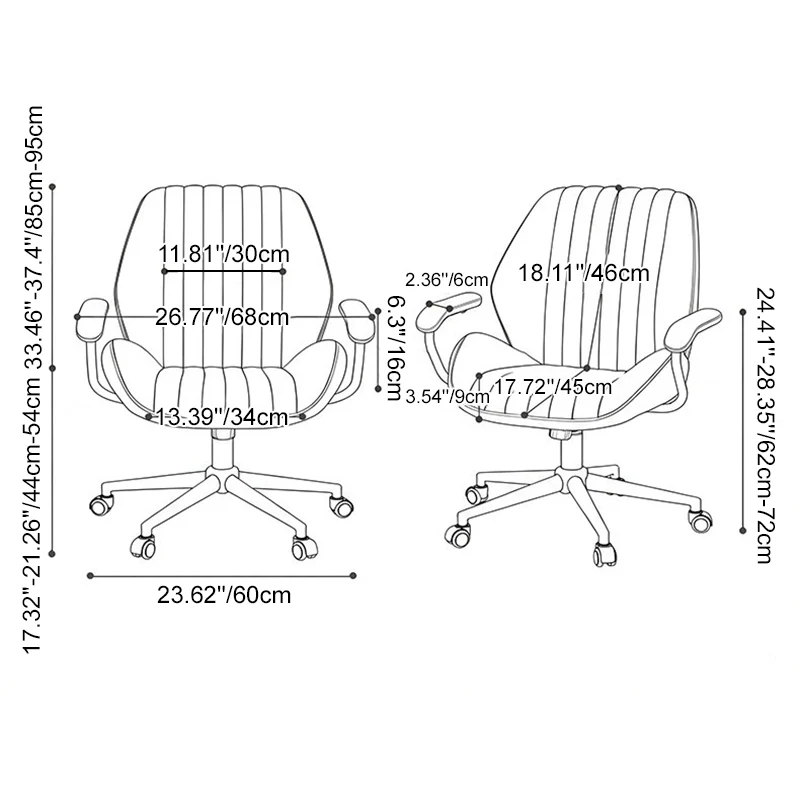 Modern Luxury Striped Faux Suede Fabric Iron Height Adjustable Swivel Desk Chair Five-Spoke Caster Base For Home Office