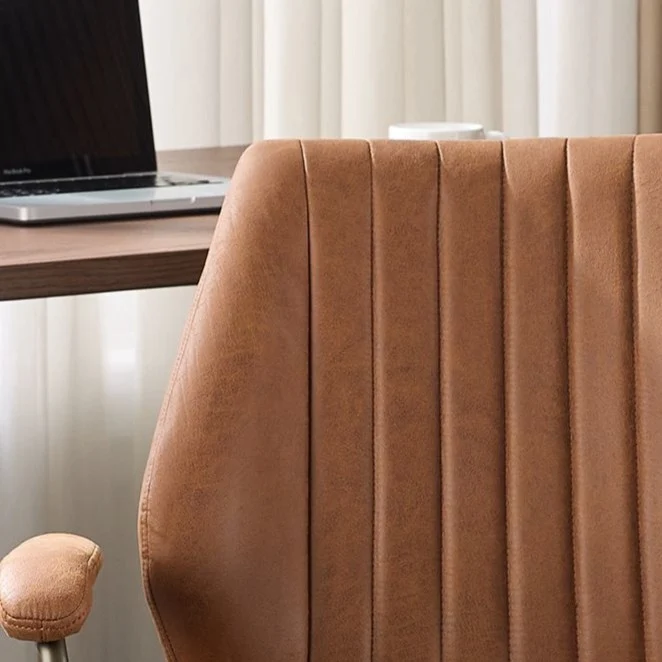 Modern Luxury Striped Faux Suede Fabric Iron Height Adjustable Swivel Desk Chair Five-Spoke Caster Base For Home Office