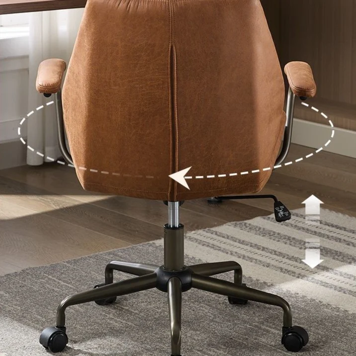 Modern Luxury Striped Faux Suede Fabric Iron Height Adjustable Swivel Desk Chair Five-Spoke Caster Base For Home Office
