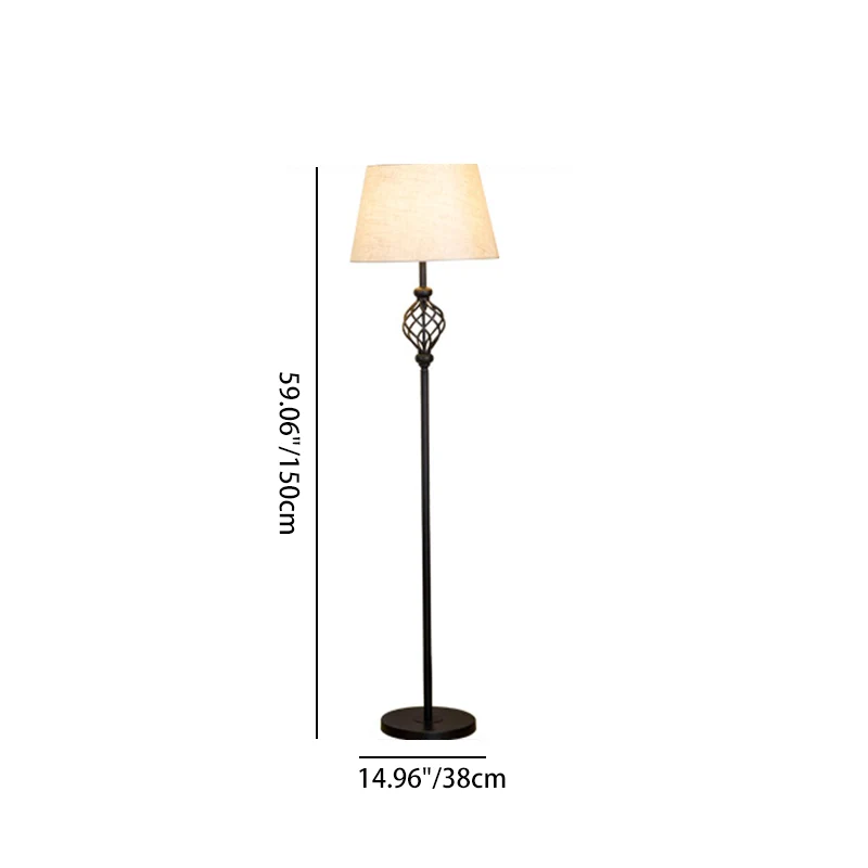 Modern Minimalist Iron Fabric Vertical 1-Light Standing Floor Lamps For Living Room