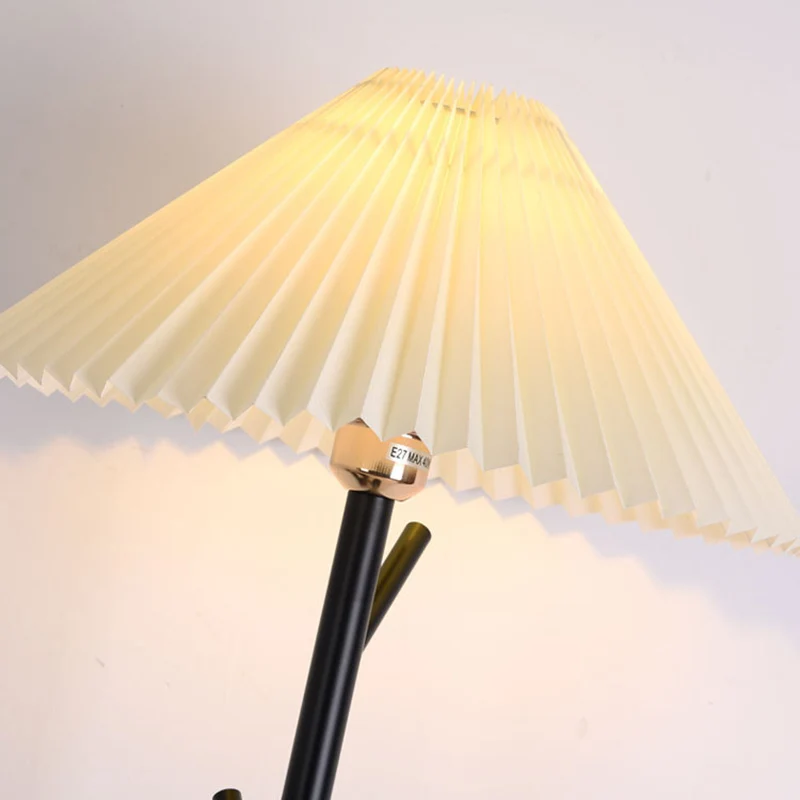 Modern Minimalist Umbrella Iron PVC Fabric Marble 1-Light Standing Floor Lamps For Living Room