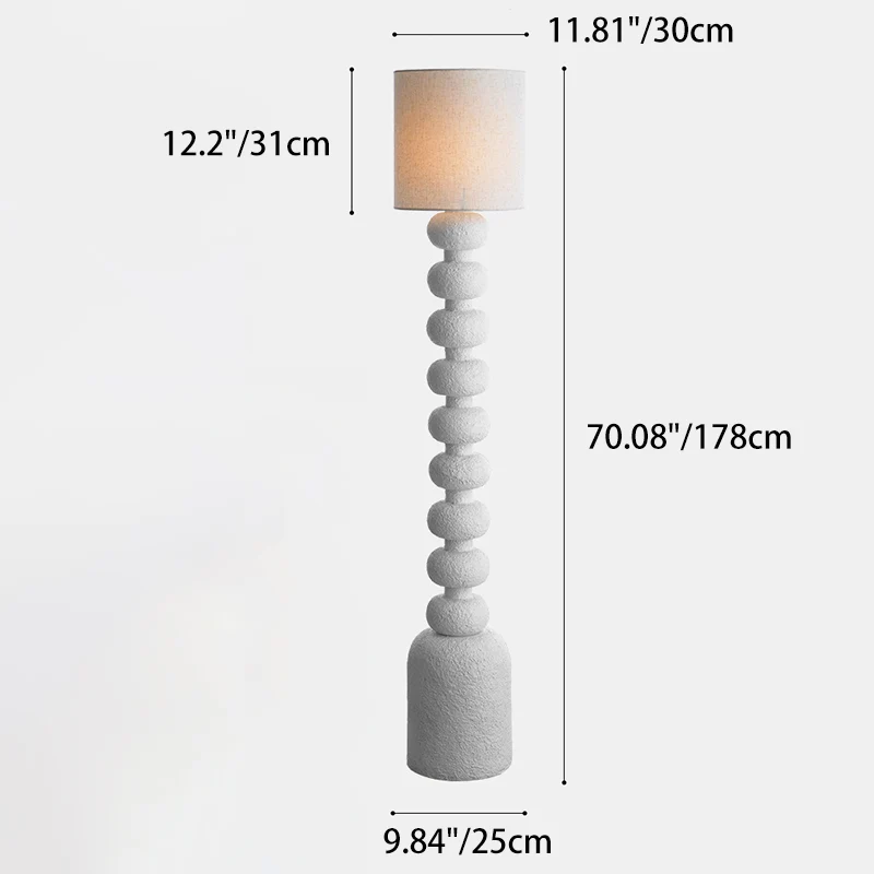 Traditional Japanese Round Square Resin Glass Fabric 1-Light Standing Floor Lamp For Bedroom