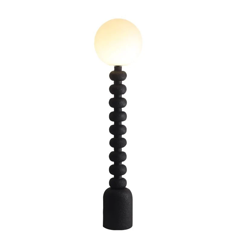 Traditional Japanese Round Square Resin Glass Fabric 1-Light Standing Floor Lamp For Bedroom