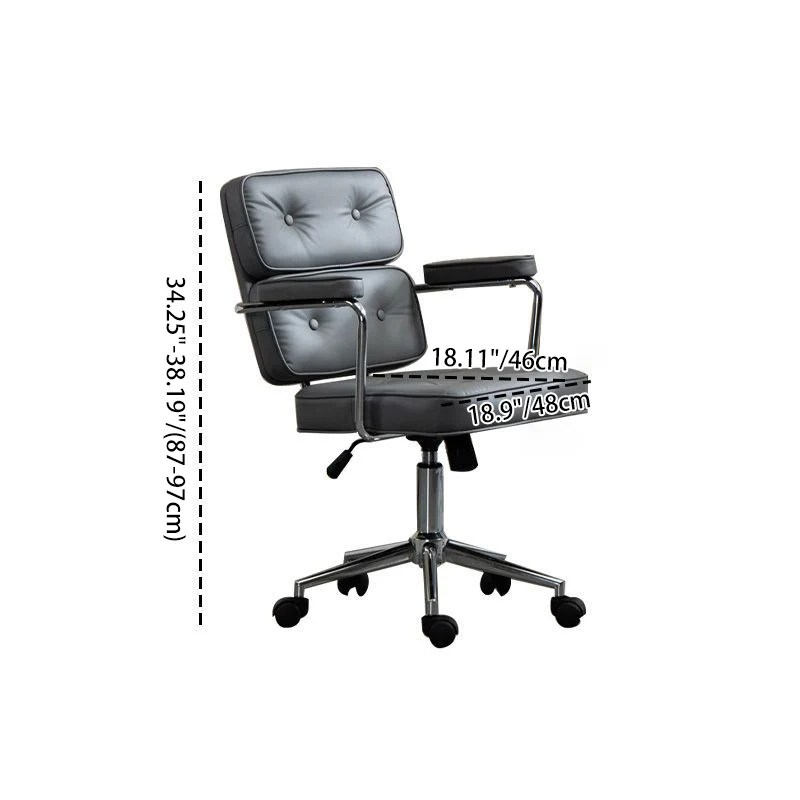Modern Mid-Century Tufted Faux Leather Upholstered Five-Spoke Caster Base Desk Chair Armrest For Home Office
