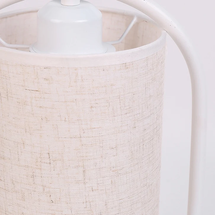 Contemporary Scandinavian Cylinder Solid Wood Fabric Metal 1-Light Table Lamp For Bedroom