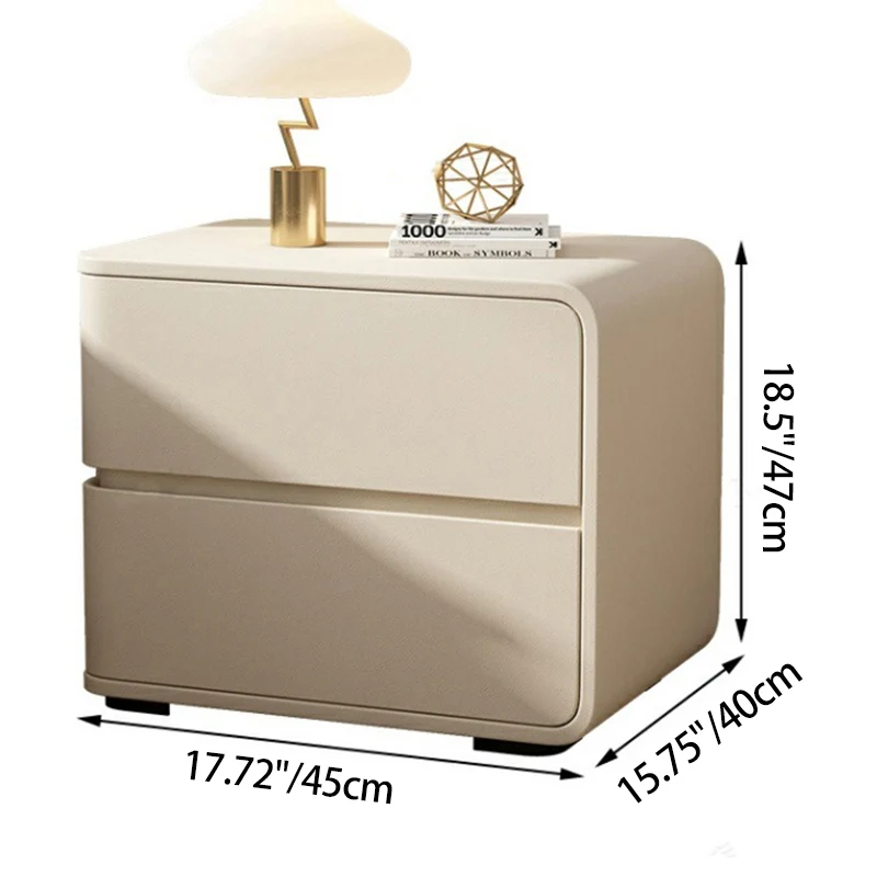 Contemporary Luxury Rectangle Microfiber Leather MDF Plywood Pine Wood Plastic Metal Nightstand 2-Drawer For Bedroom