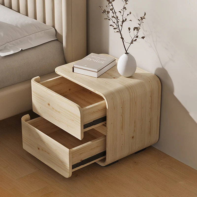 Contemporary Luxury Rectangle Microfiber Leather MDF Plywood Pine Wood Plastic Metal Nightstand 2-Drawer For Bedroom