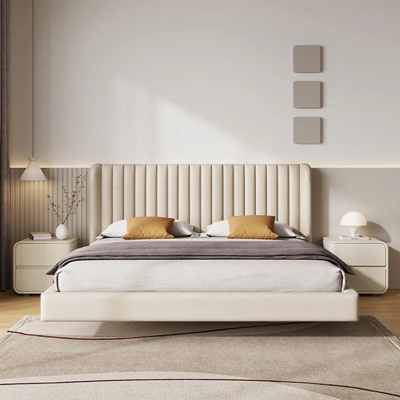 Contemporary Luxury Rectangle Microfiber Leather MDF Plywood Pine Wood Plastic Metal Nightstand 2-Drawer For Bedroom