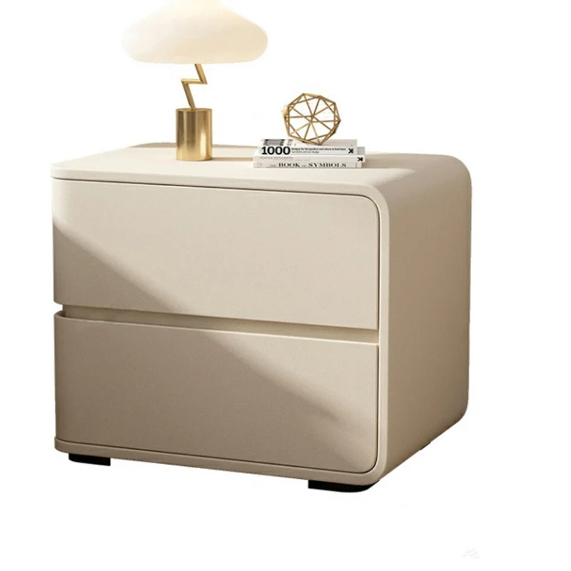 Contemporary Luxury Rectangle Microfiber Leather MDF Plywood Pine Wood Plastic Metal Nightstand 2-Drawer For Bedroom