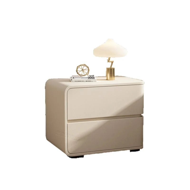Contemporary Luxury Rectangle Microfiber Leather MDF Plywood Pine Wood Plastic Metal Nightstand 2-Drawer For Bedroom