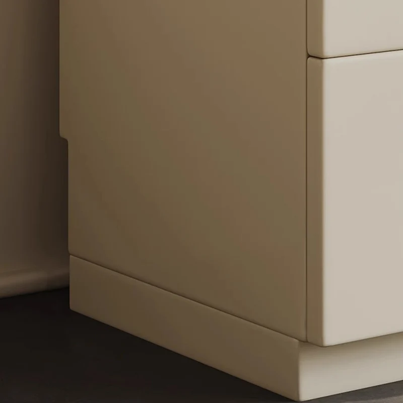 Traditional Vintage Square Solid Wood Plywood MDF Cat-Scratch Leather Nightstand 2-Drawer For Bedroom