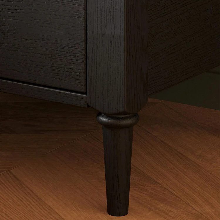 Traditional French Ash Wood Plywood Rectangular Nightstand With 2 Drawers For Bedroom