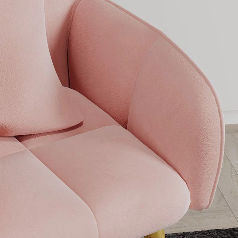 Contemporary Scandinavian Velvet Carbon Steel Grid Trapezoid Vanity Chair With Backrest & Armrests For Bedroom
