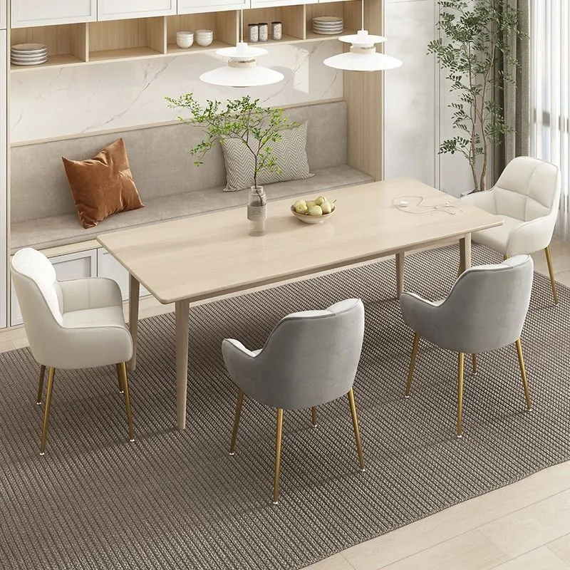 Contemporary Scandinavian Velvet Carbon Steel Grid Trapezoid Vanity Chair With Backrest & Armrests For Bedroom