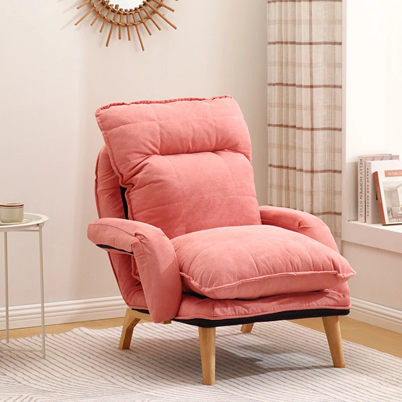 Modern Minimalist Cotton Linen Rubberwood Carbon Steel Square Accent Chair With Backrest & Armrest For Living Room