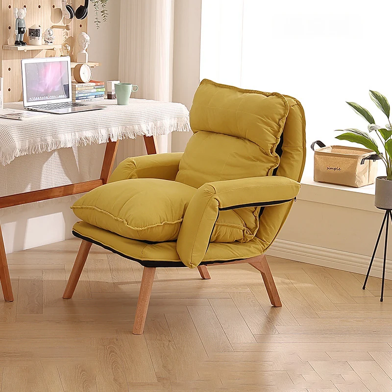 Modern Minimalist Cotton Linen Rubberwood Carbon Steel Square Accent Chair With Backrest & Armrest For Living Room