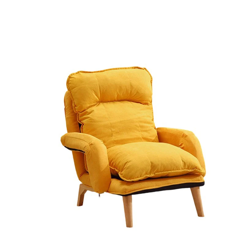 Modern Minimalist Cotton Linen Rubberwood Carbon Steel Square Accent Chair With Backrest & Armrest For Living Room
