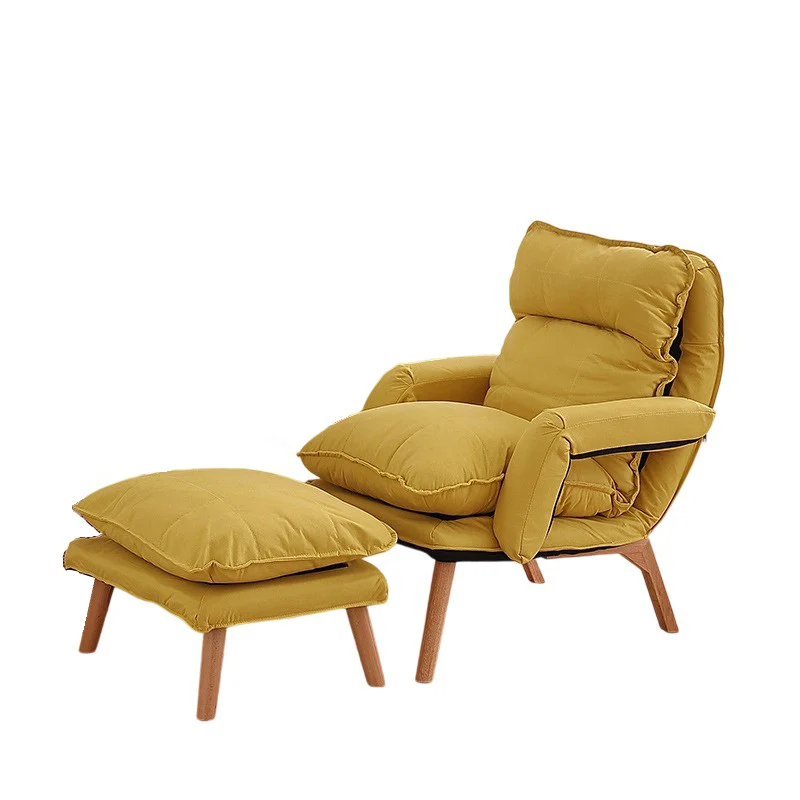 Modern Minimalist Cotton Linen Rubberwood Carbon Steel Square Accent Chair With Backrest & Armrest For Living Room