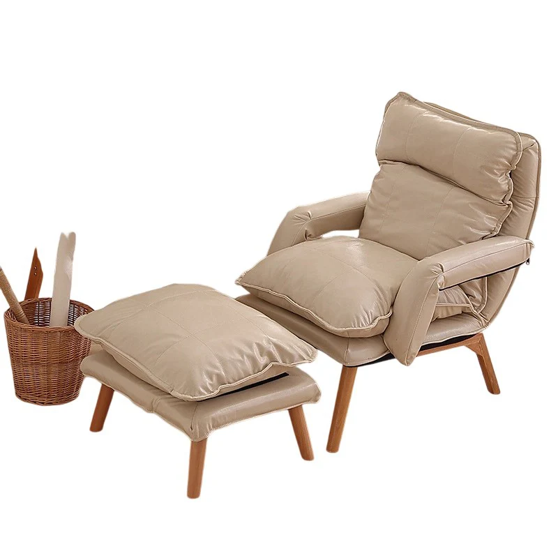 Modern Minimalist Cotton Linen Rubberwood Carbon Steel Square Accent Chair With Backrest & Armrest For Living Room