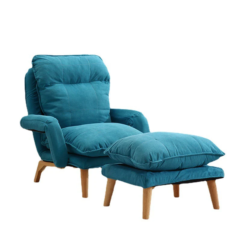 Modern Minimalist Cotton Linen Rubberwood Carbon Steel Square Accent Chair With Backrest & Armrest For Living Room